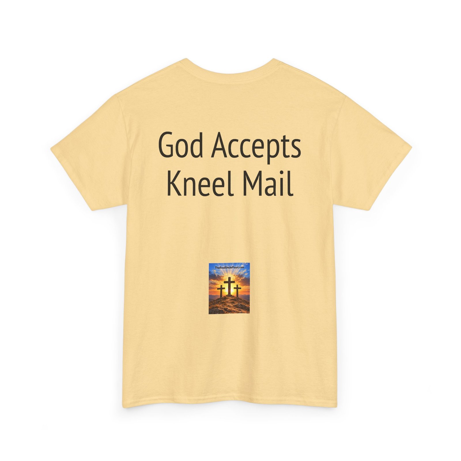 T-Shirt — "God Accepts Kneel Mail" Christian Faith Graphic Tee - Image 4